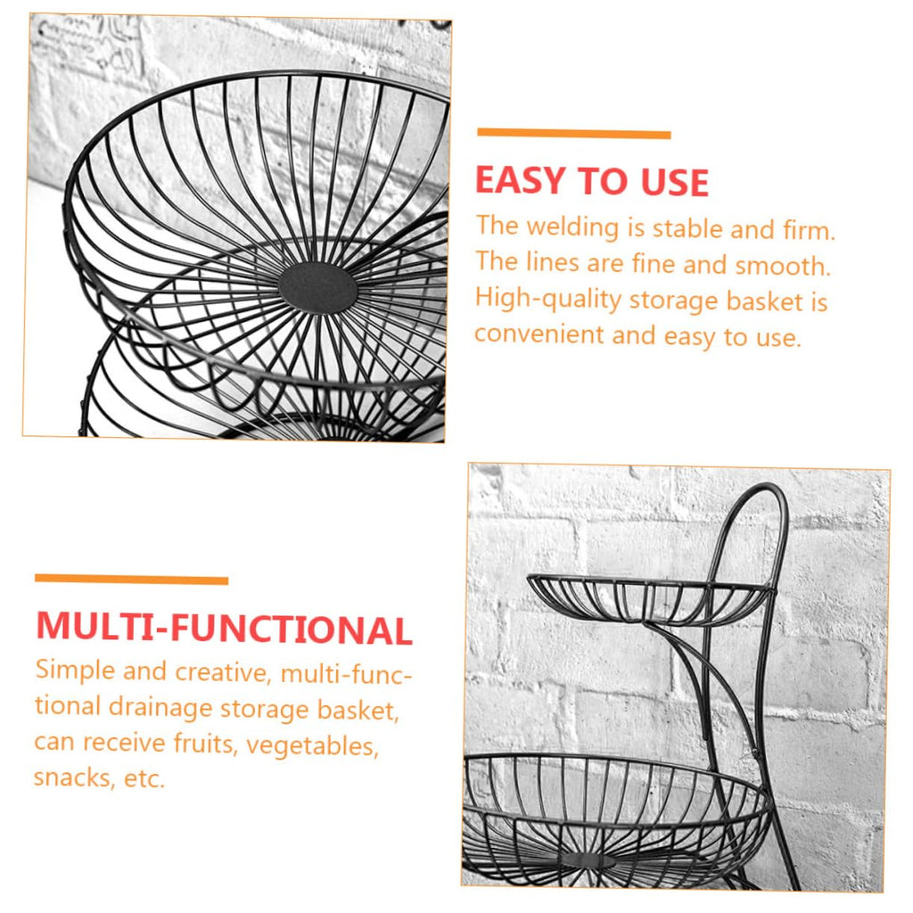 Black 3-Tier Iron Fruit Basket A35393
