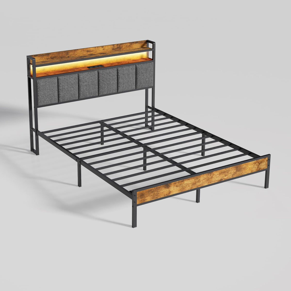 Twin Bed Frame with Upholstered Headboard V783963