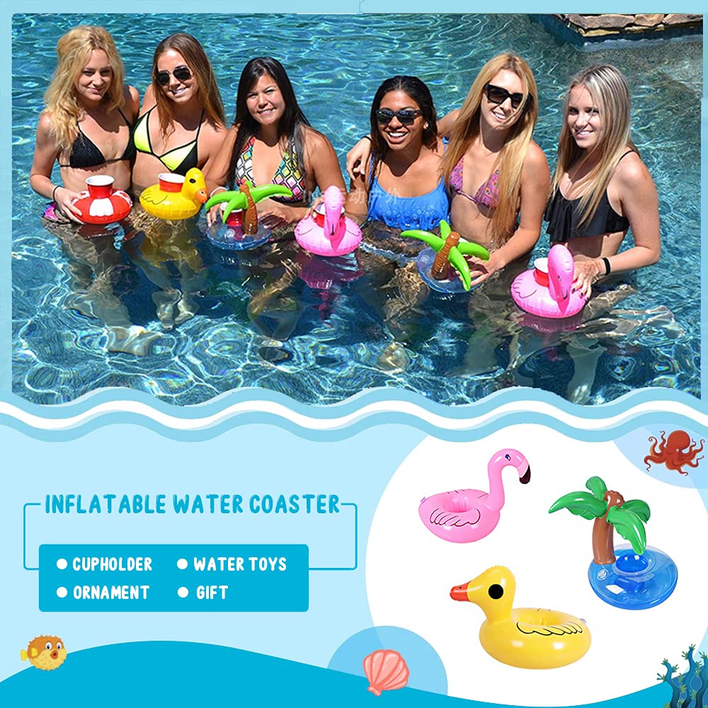 13 Pack Inflatable Pool Drink Holder with Pump N206