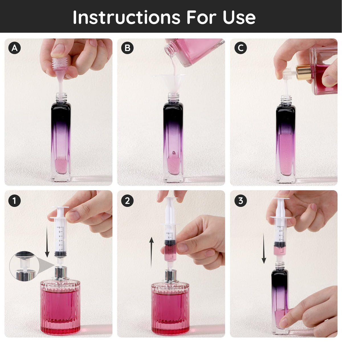 5 Pack 15ml Refillable Glass Perfume Atomizer Bottle K371