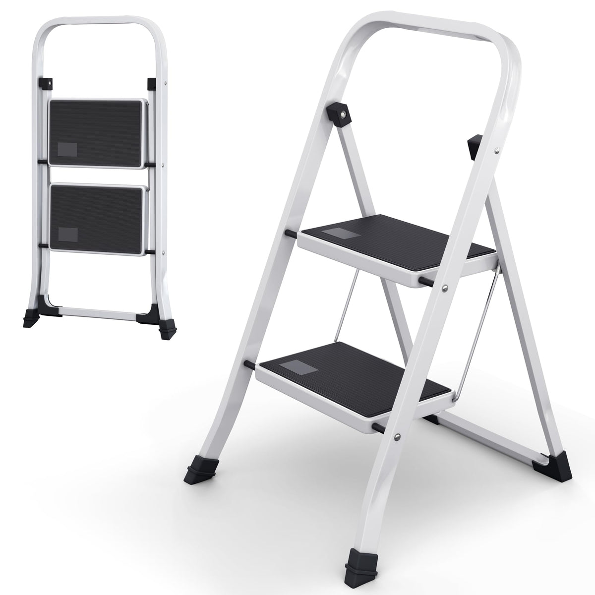 2-Step Folding Steel Ladder with Anti-Slip Platform Y4234