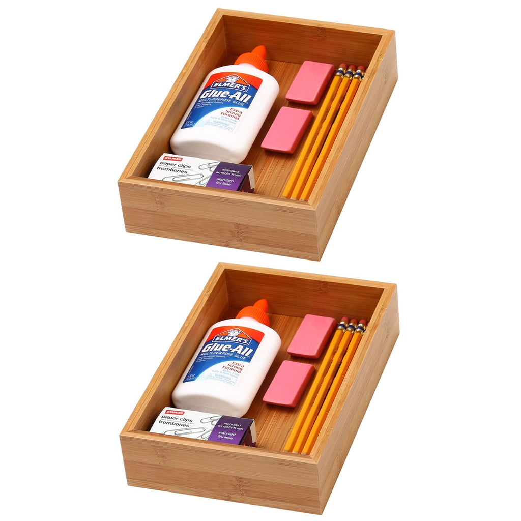 Bamboo Drawer Organizer Storage Box, 2 Pack 6x9x2 inch W680