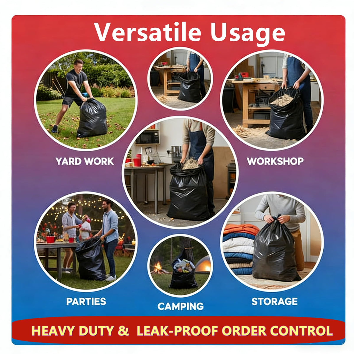 33 Gallon Heavy Duty Trash Bags 110 Count Black Can Liners V450162