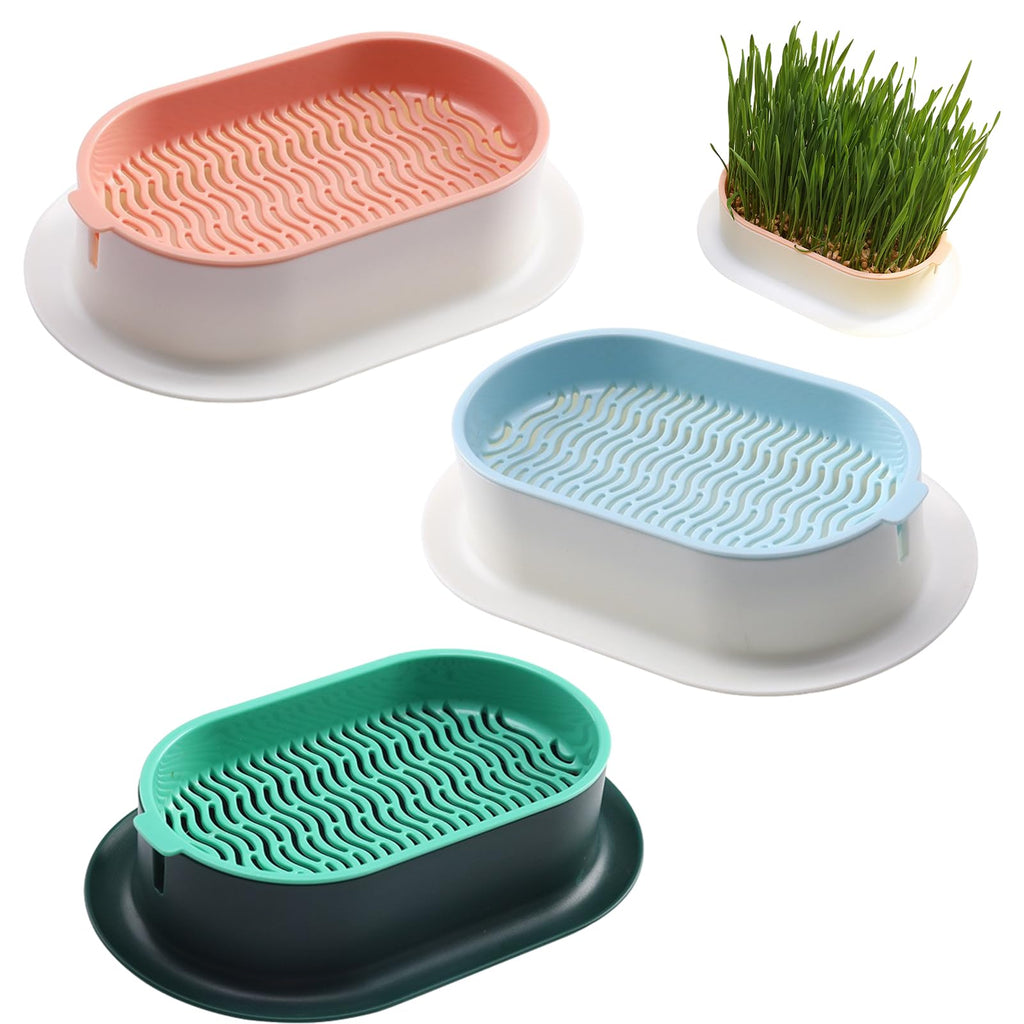 Cat Grass Planter Box, 3 Pcs Plastic Growing Trays V630