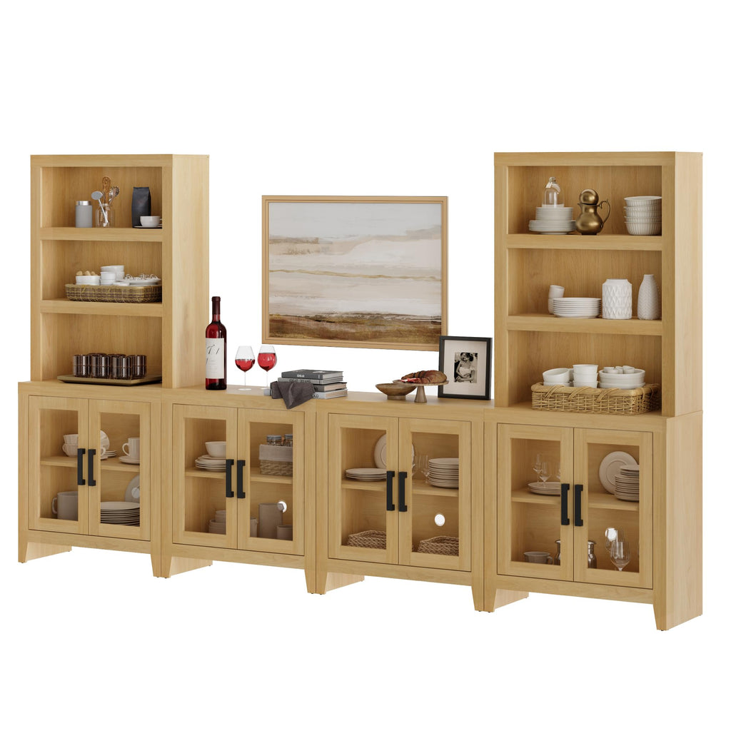 Oak Modular TV Stand with Bookshelves W46663