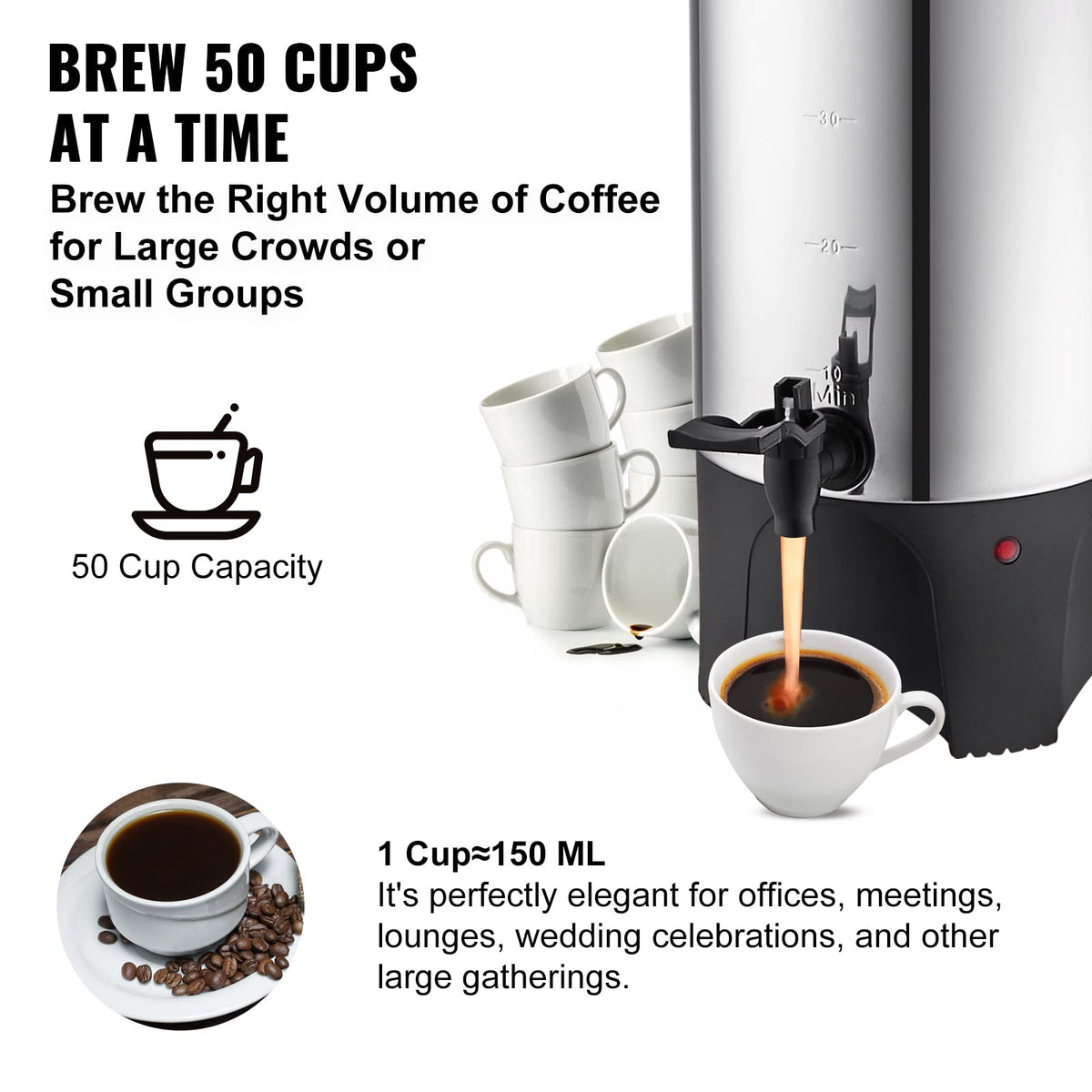 50 Cups Stainless Steel Commercial Coffee Urn G608