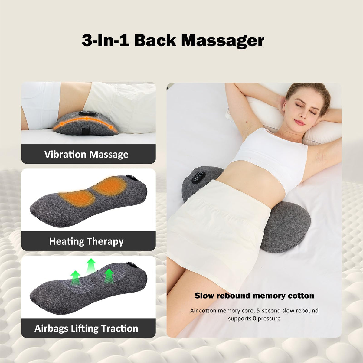 Back Massager with Heat, Vibration, Airbag Stretch J508