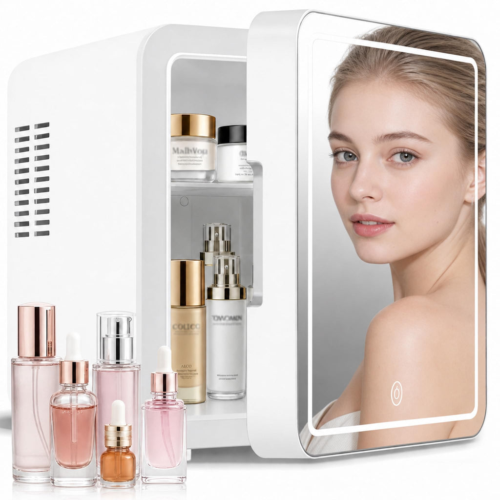 4L Portable Mini Skincare Refrigerator with Dimmable LED Mirror Q29494