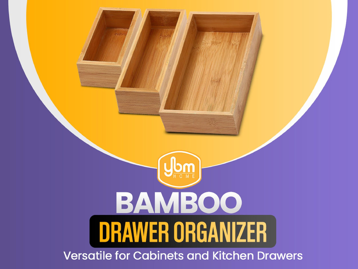 Bamboo Drawer Organizer Storage Box, 2 Pack 6x9x2 inch W680