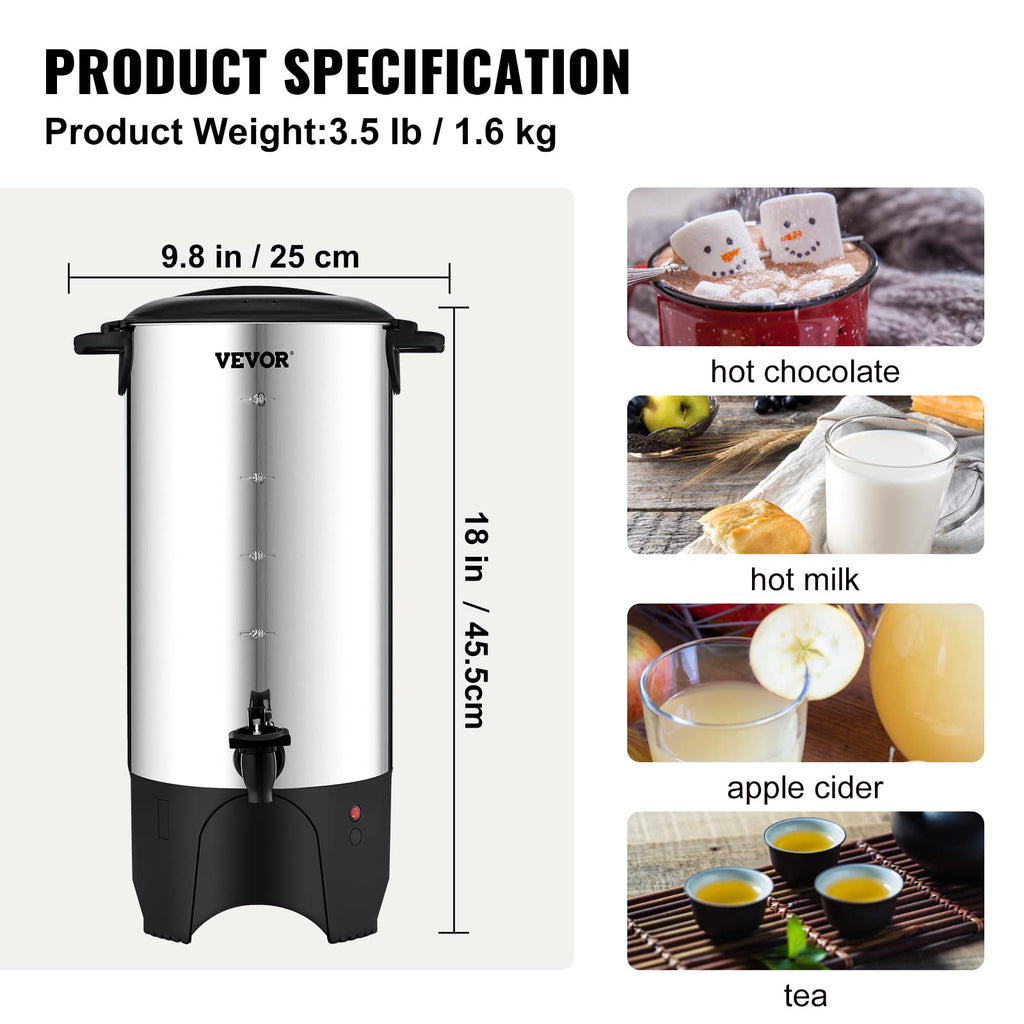 50 Cups Stainless Steel Commercial Coffee Urn G608