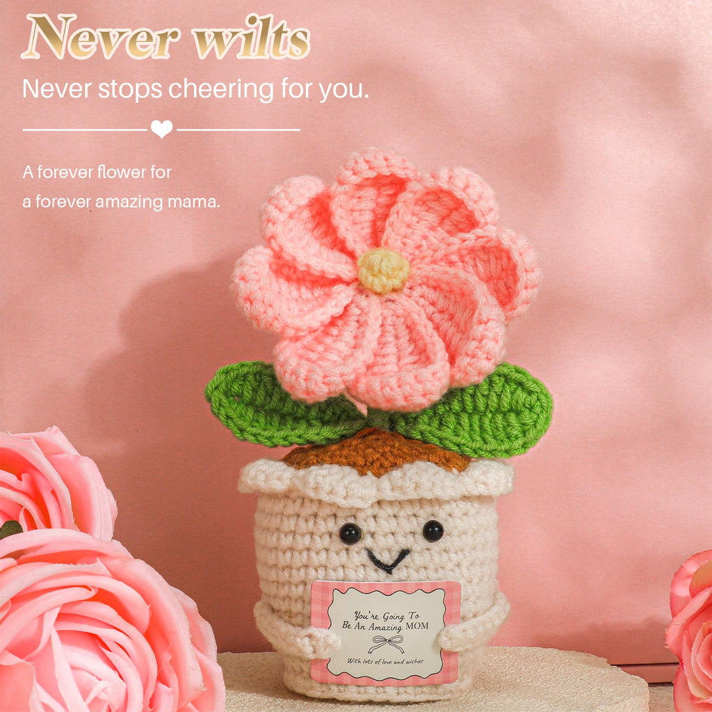 Mom Gift Basket with Blanket, Glass Cup, Candle, Socks & Crochet Flower T893