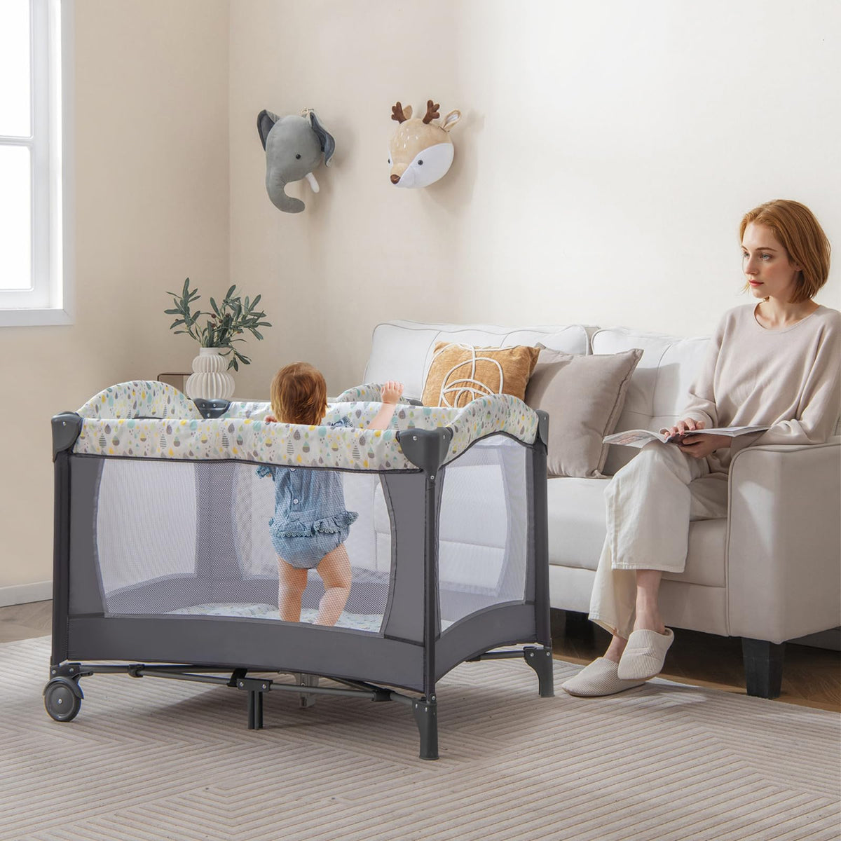 Portable Baby Playard with Bassinet and Changing Table I125418