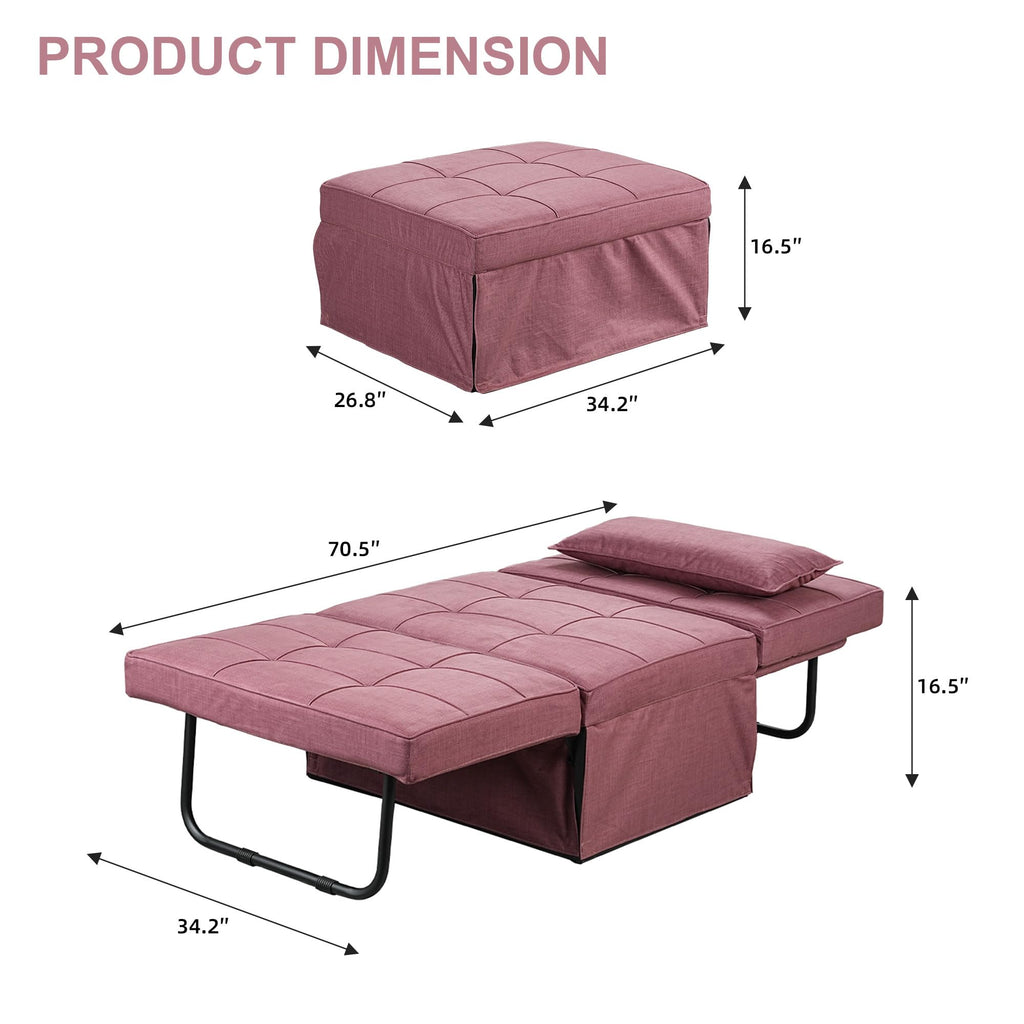 Pink Convertible Sofa Bed Z732