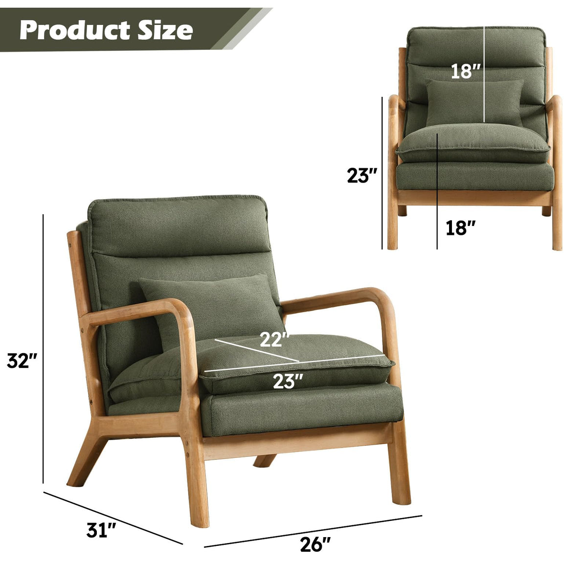 Mid Century Modern Upholstered Accent Chair Set of 2 R700349