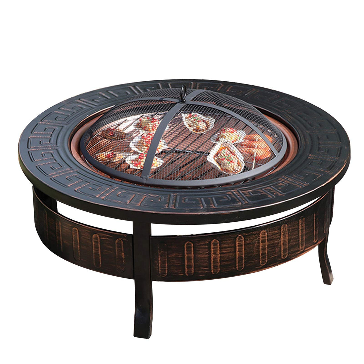 Wood-Burning Fire Pit Bowl with Spark Screen Y83901