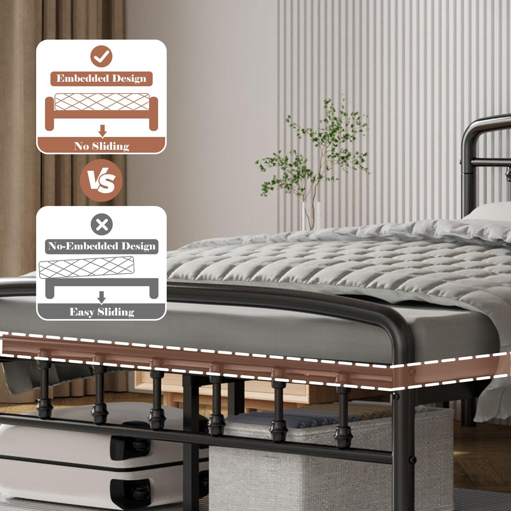 Full Size Metal Bed Frame with Headboard E45492