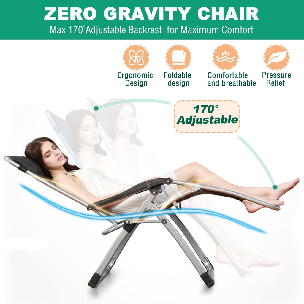Zero Gravity Folding Lounge Chair with Cushion and Cup Holder O243