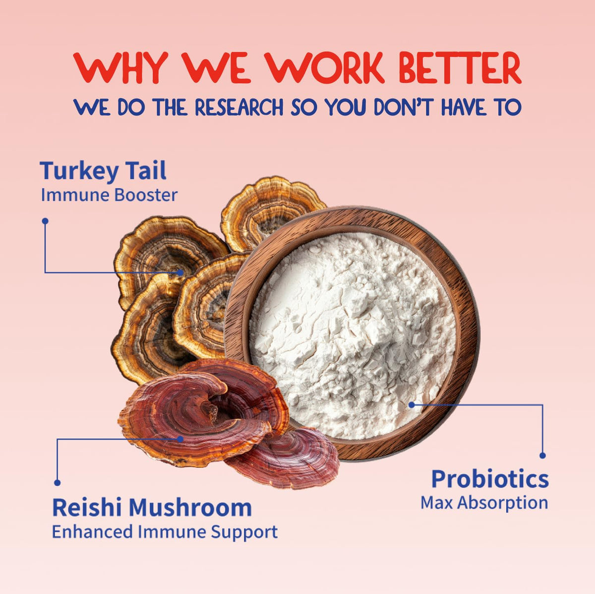 Turkey Tail Mushroom for Dogs Bacon Powder Probiotic R432