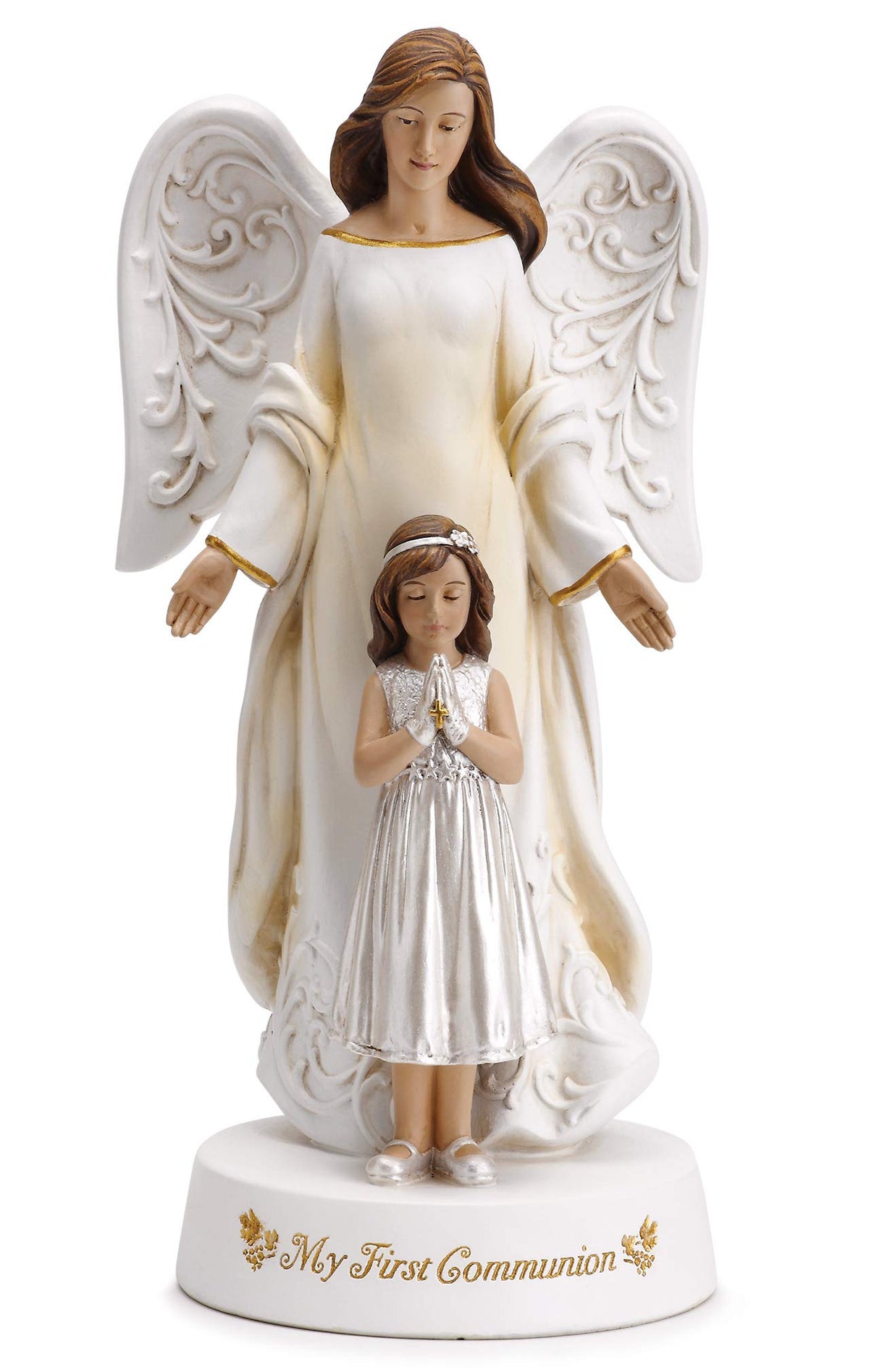 7.75" H Angel with Praying Girl First Communion Figure N231