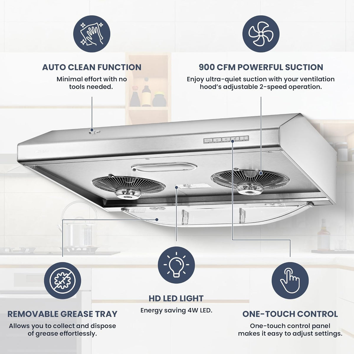 30 Inch 900 CFM Stainless Steel Under Cabinet Range Hood U6270