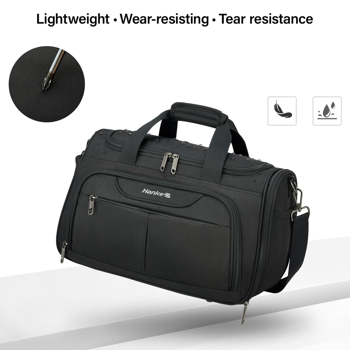 Black Lightweight Water Resistant Foldable Travel Duffel Bag W533820