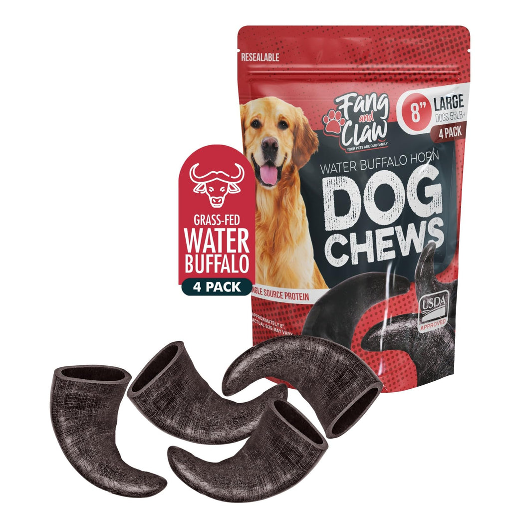 4 Pack Large 8-Inch Dog Horn Chews D175469