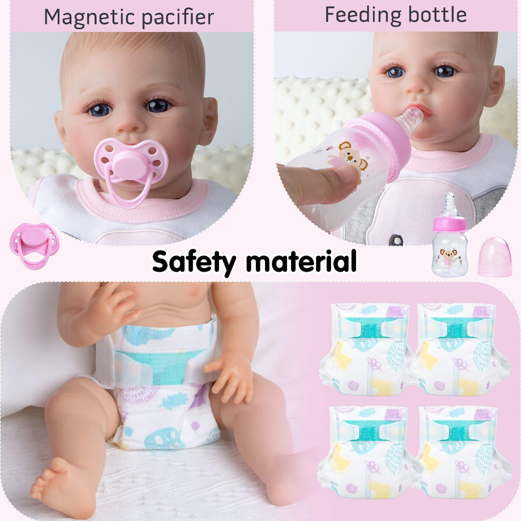 Reborn Baby Doll Clothes with Bassinet for 18-22 Inch Dolls H335