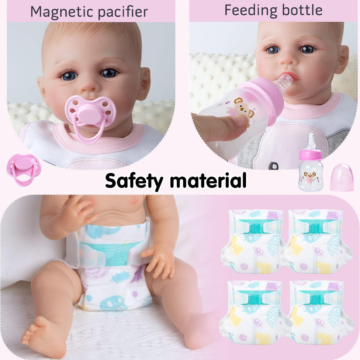 Reborn Baby Doll Clothes with Bassinet for 18-22 Inch Dolls H335