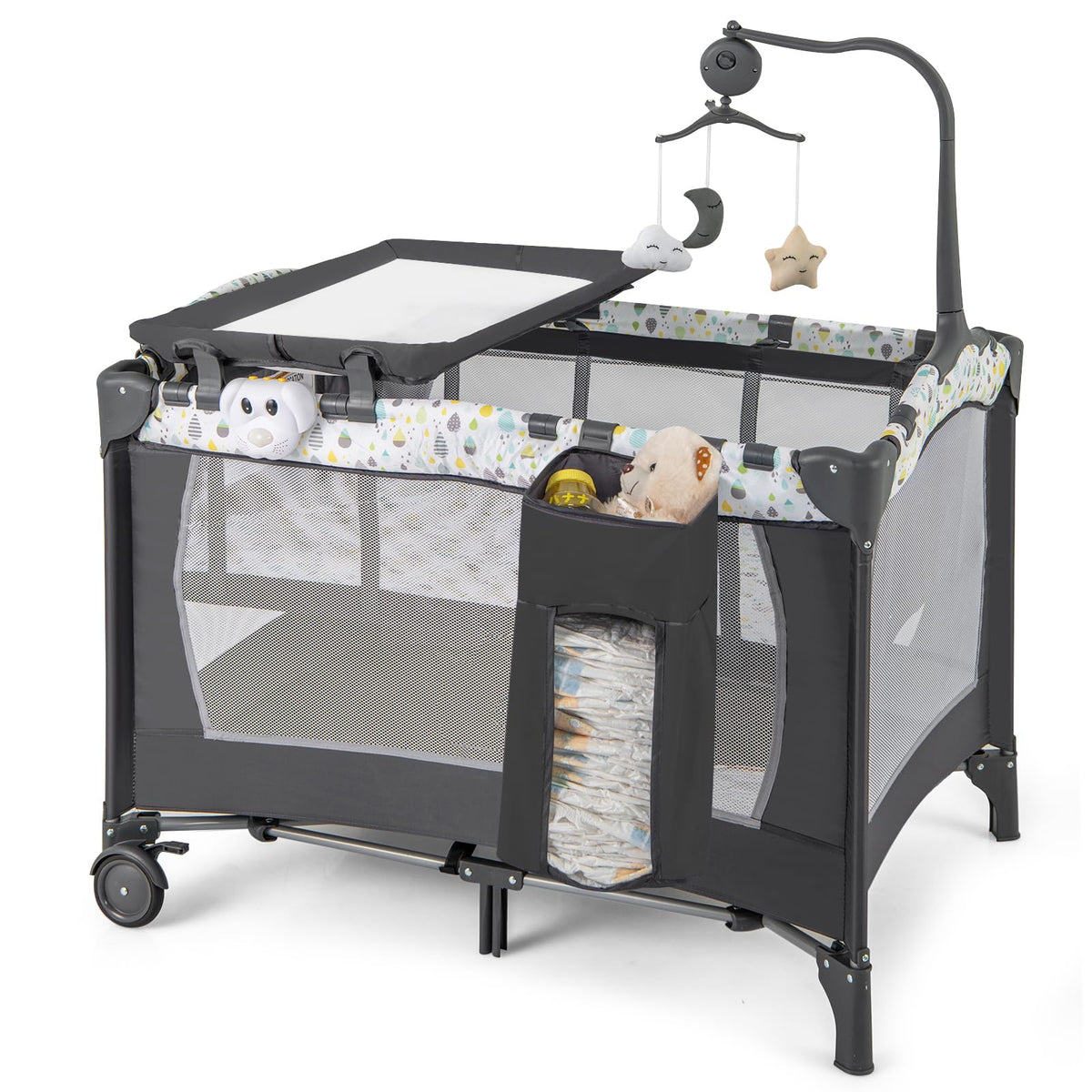 Portable Baby Playard with Bassinet and Changing Table I125418