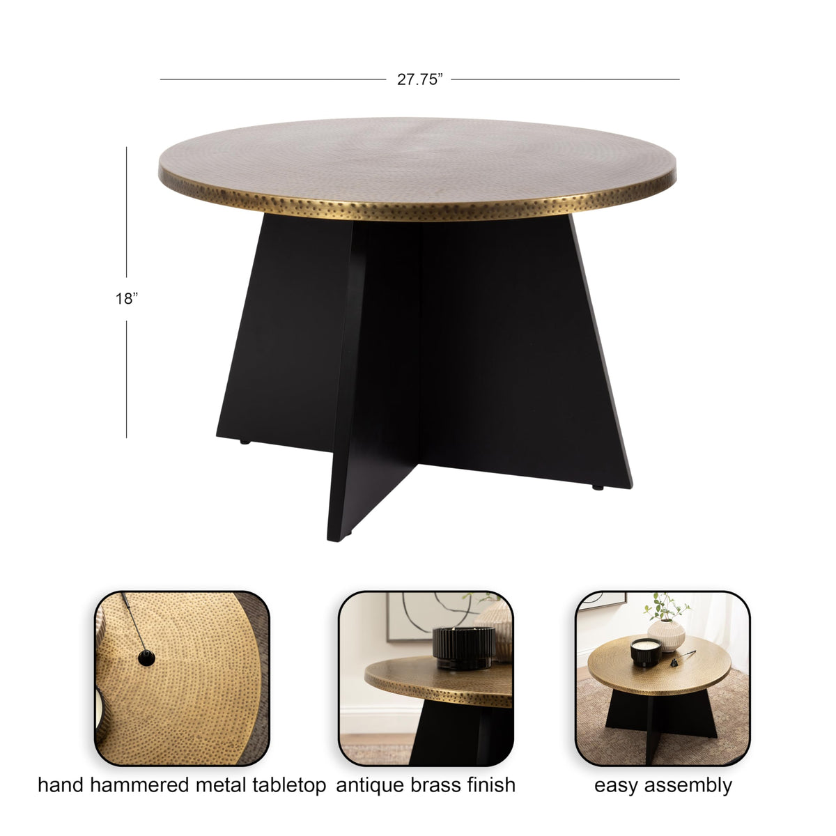 Round Hammered Metal Coffee Table I988613