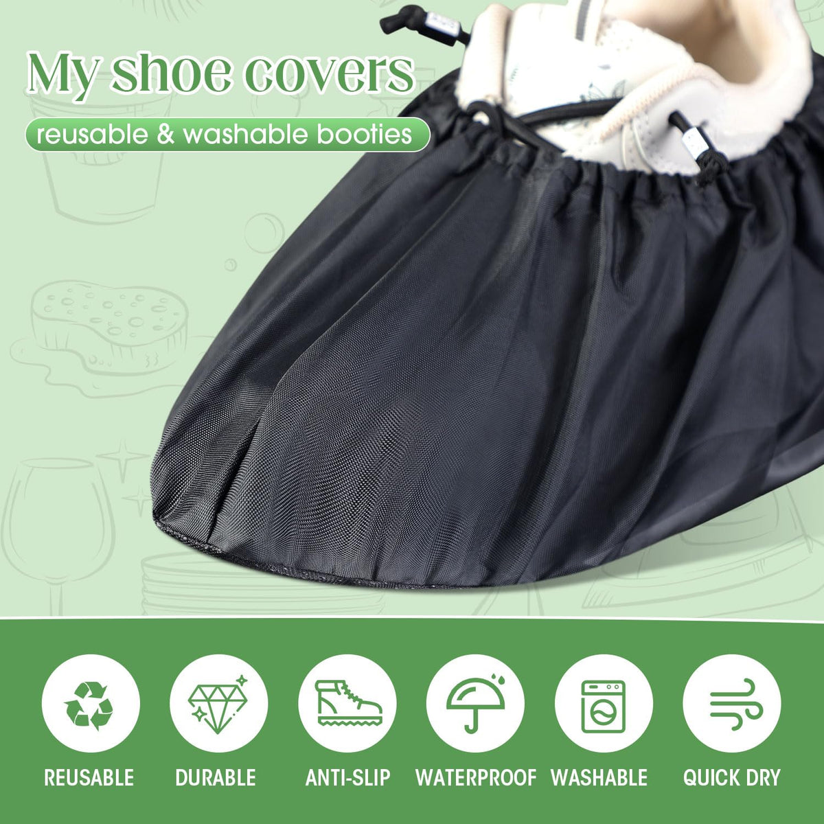 8 Pairs Reusable Waterproof Non Slip Shoe Covers X-Large C80435