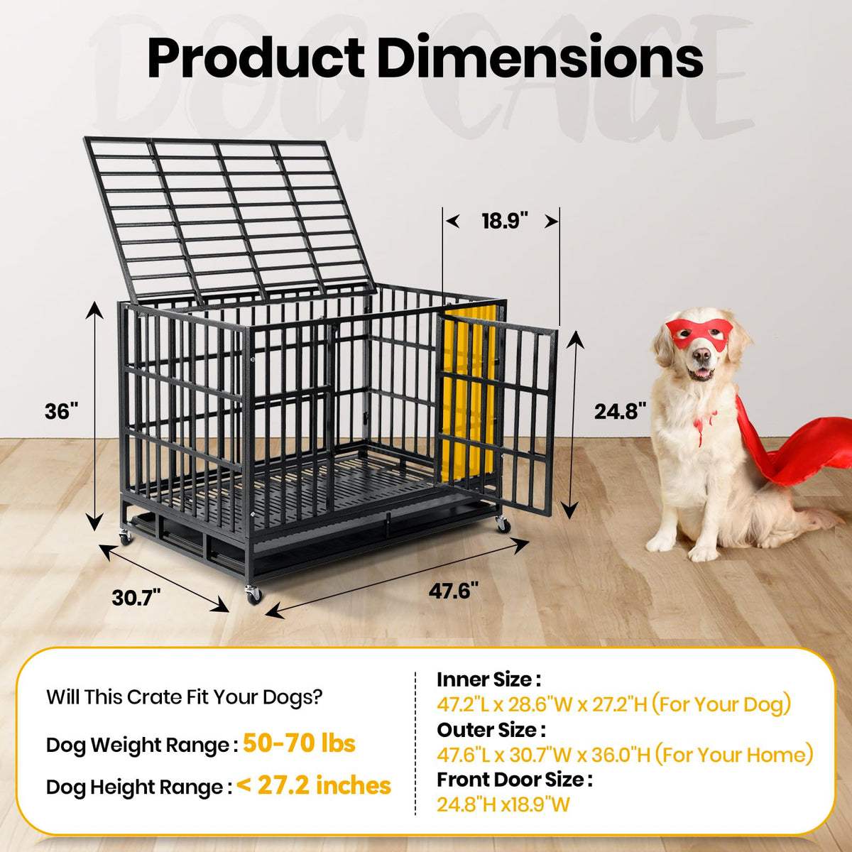 48 Inch Heavy Duty Dog Crate K7034