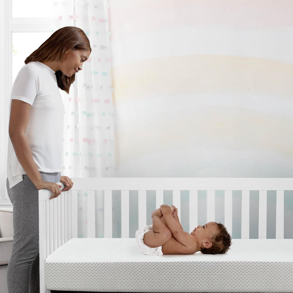 White Crib and Toddler Mattress with Removable Machine-Washable Cover X882