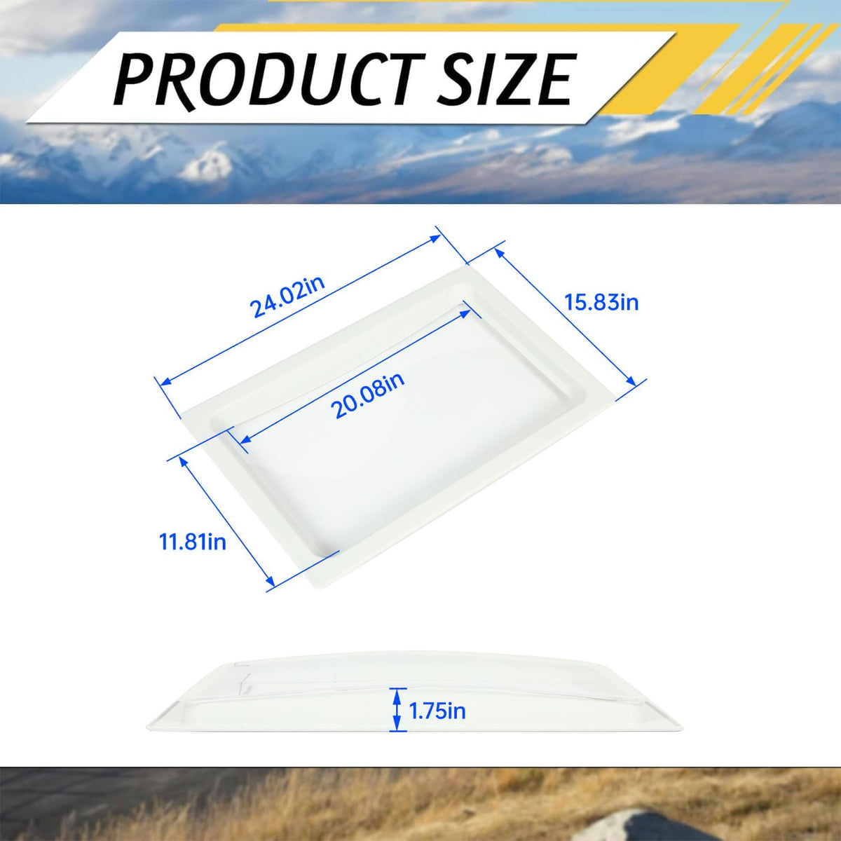24" Shatterproof Clear RV Skylight Dome Cover J666283