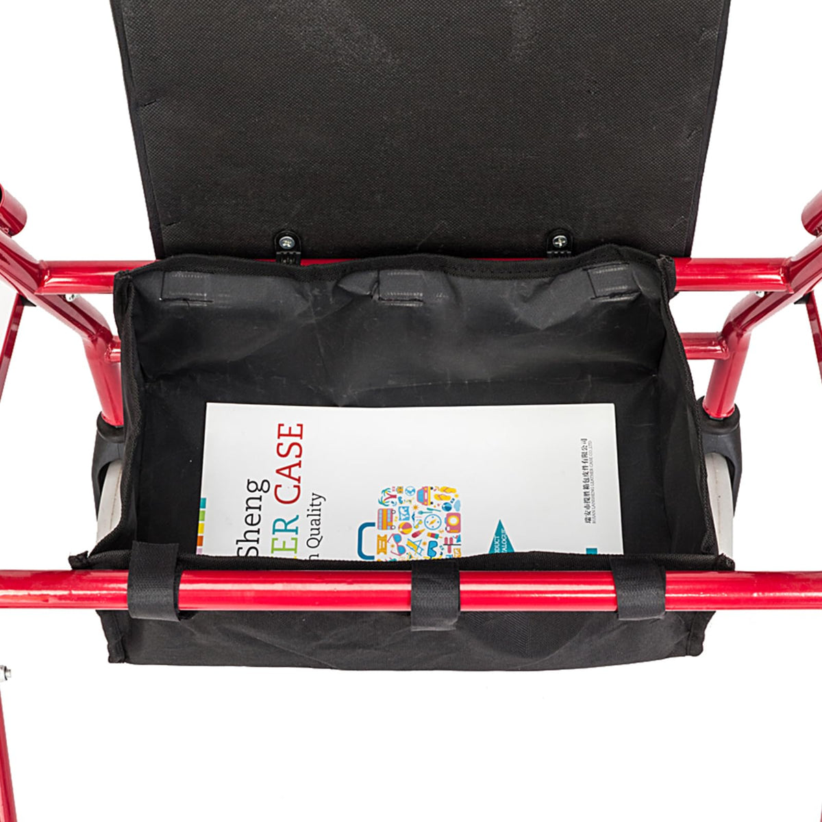 Heavy Duty Upright Rollator Walker with Padded Seat, Backrest, Height Adjustable Black & Red S237