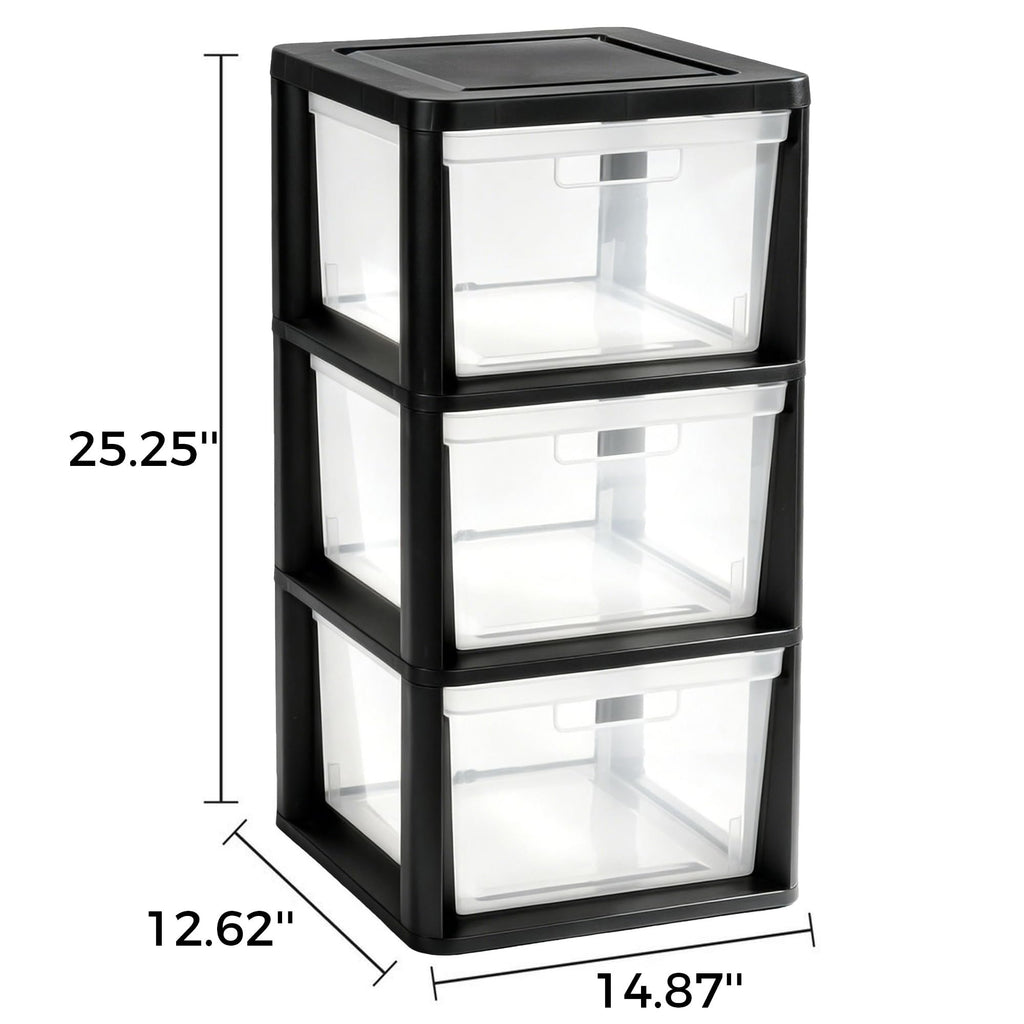 3-Drawer Plastic Storage Organizer Tower C8099