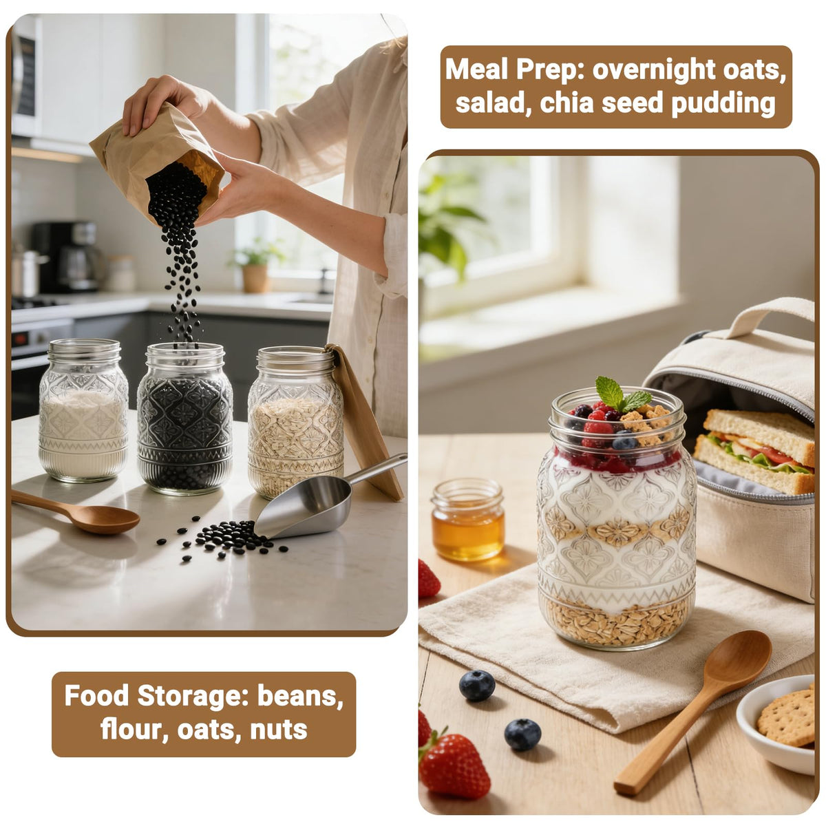 16oz Embossed Mason Jars 15-Pack with Airtight Lids X12609