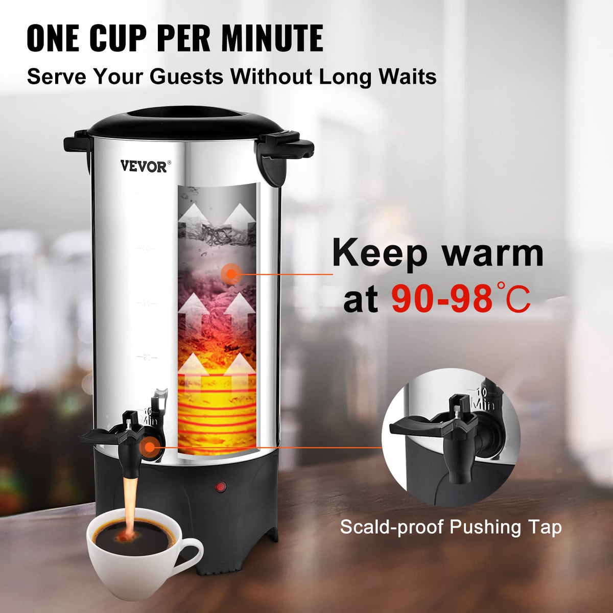50 Cups Stainless Steel Commercial Coffee Urn G608