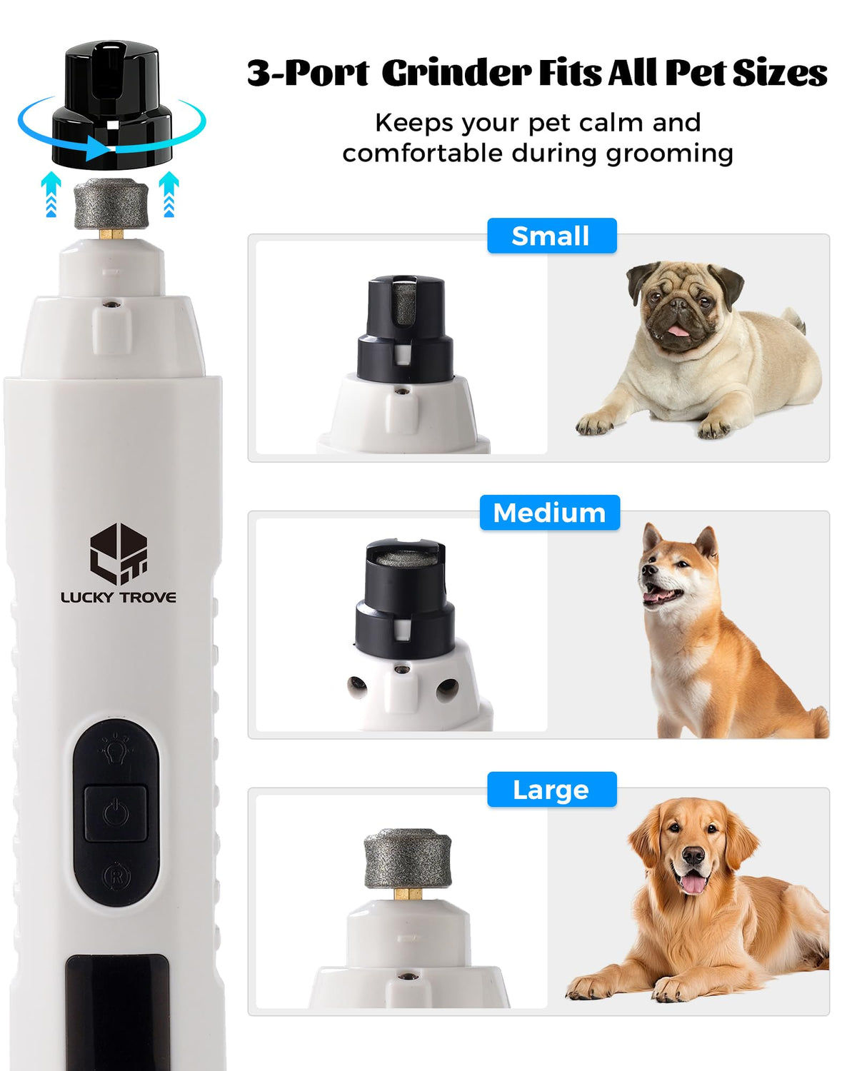 Silent Dog Nail Grinder 5 Speeds with dual LED Lights E5820