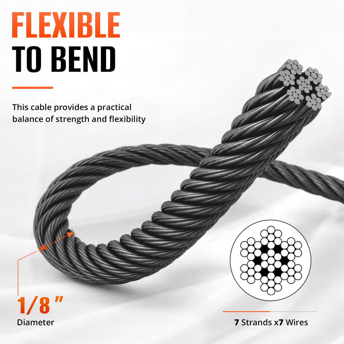 Black Stainless Steel Cable 1000FT J2165