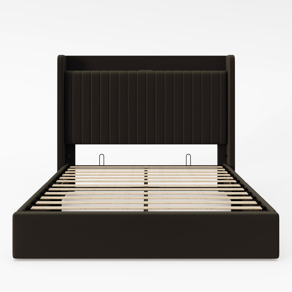 Full Lift Up Storage Hydraulic Bed Frame Black S749