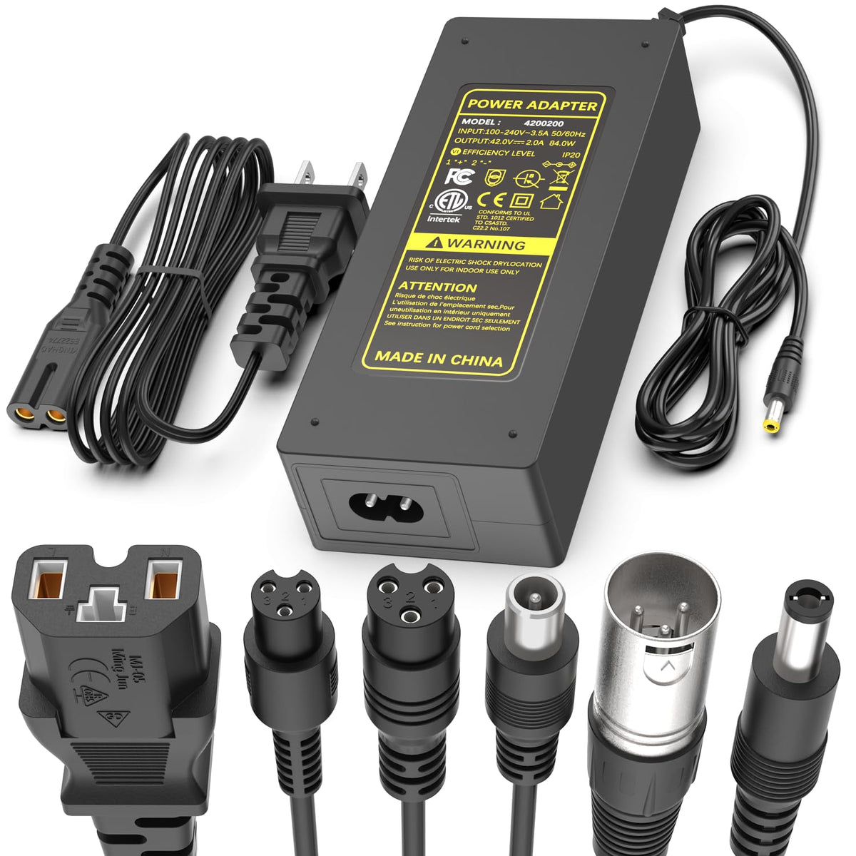 42V 2A Electric Scooter Charger with 7-in-1 Plugs M364