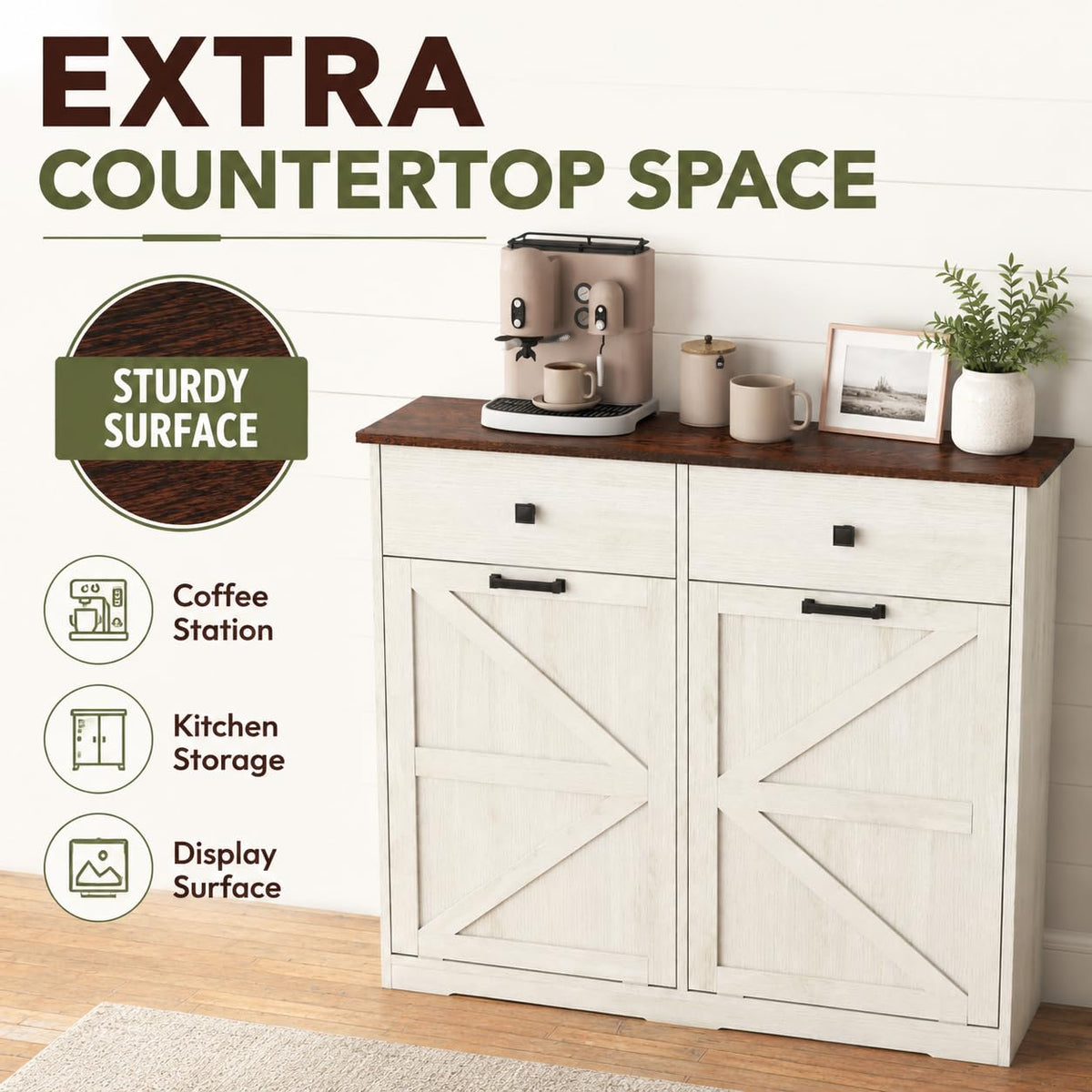 White Double Tilt Out Trash Cabinet V234