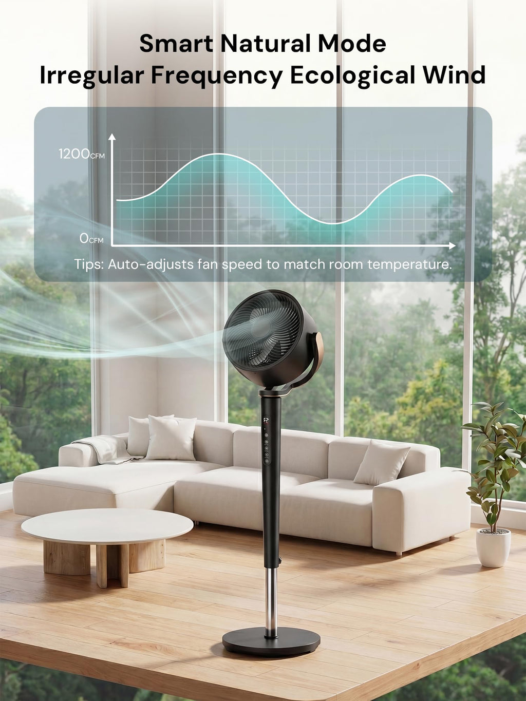 Black Adjustable Pedestal Fan with Oscillation D5864