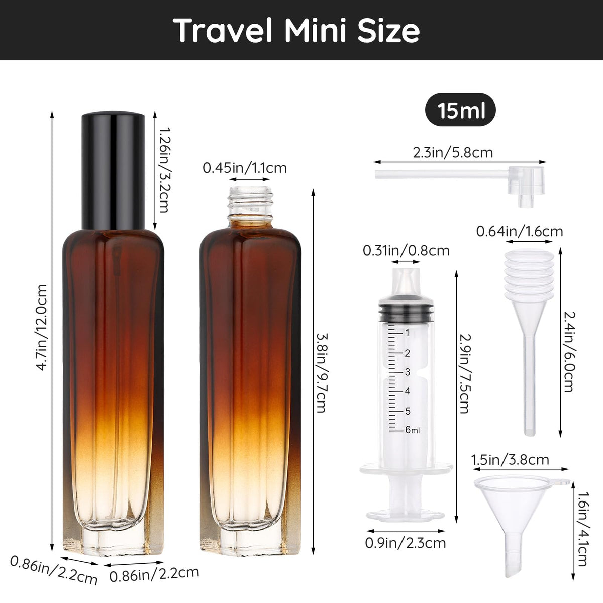 5 Pack 15ml Refillable Glass Perfume Atomizer Bottle K371