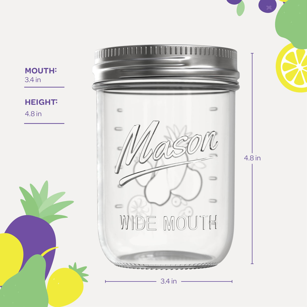 16 oz Wide Mouth Mason Jars 18 Pack with Lids and Bands Q564