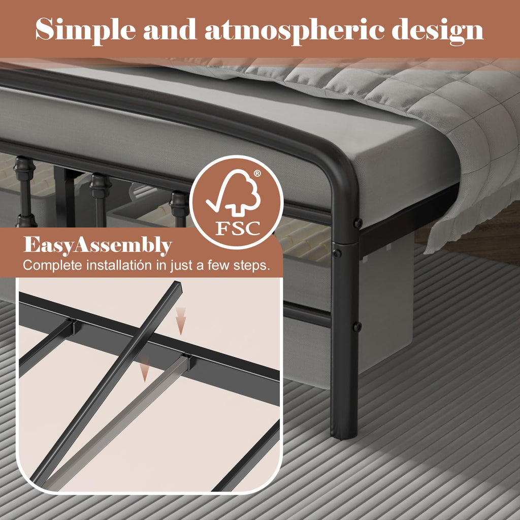 Full Size Metal Bed Frame with Headboard E45492