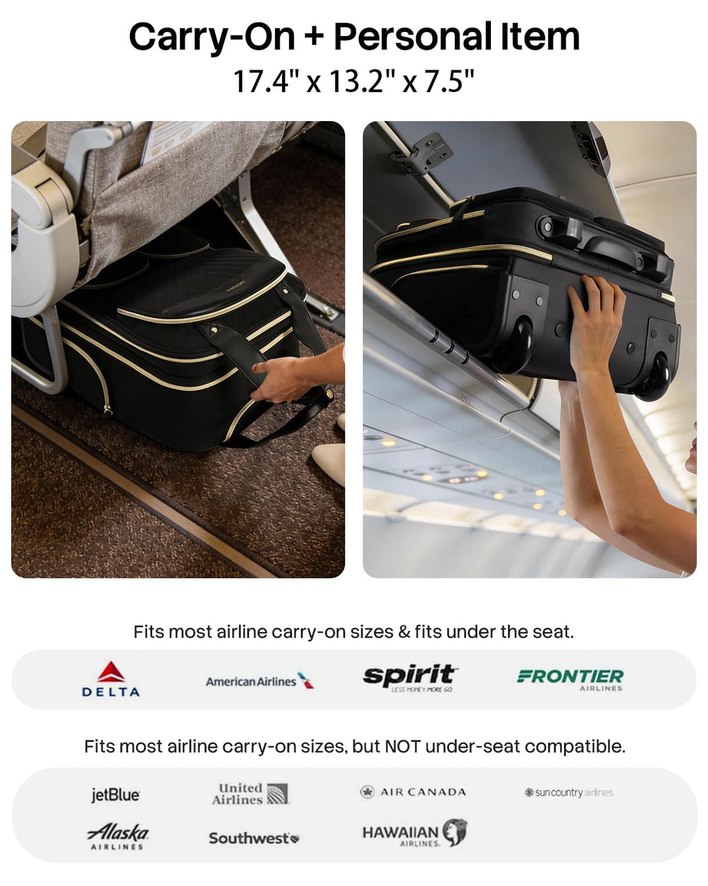 Underseat Carry On Luggage with Wheels J4335