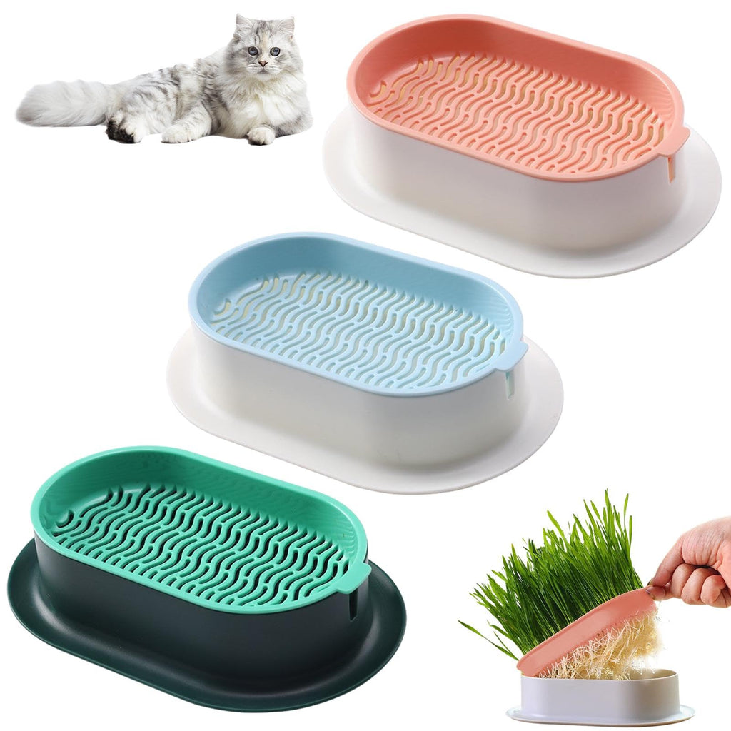 Cat Grass Planter Box, 3 Pcs Plastic Growing Trays V630