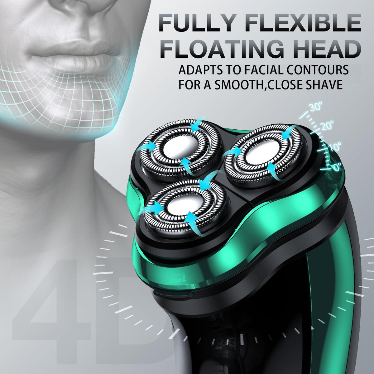 Cordless Rechargeable Rotary Electric Razor with Pop-Up Trimmer B541081